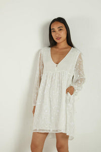 Summer Scene Dress in Coconut White-1