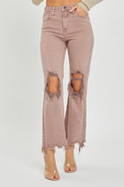 Whoopsie Daisy-RISEN Distressed Ankle Bootcut Jeans-Whoopsie Daisy