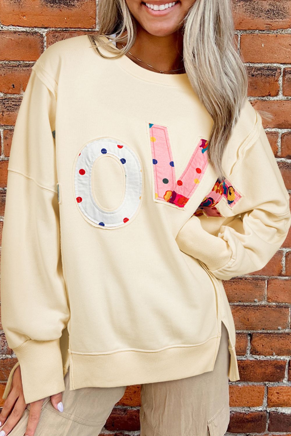 LOVE Patch Round Neck Sweater