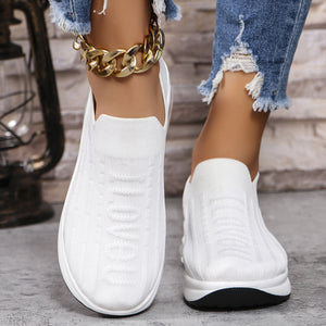 Whoopsie Daisy-Round Toe Knit Detail Slip On-Whoopsie Daisy