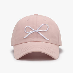 Whoopsie Daisy-Bow Embroidered Cotton Baseball Cap-Whoopsie Daisy