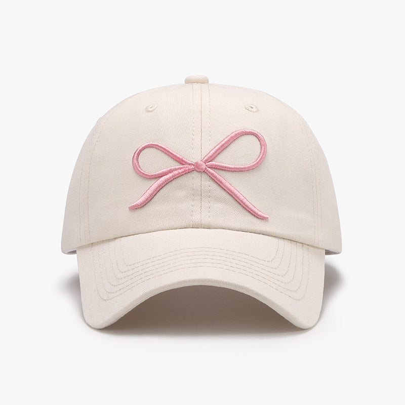 Whoopsie Daisy-Bow Embroidered Cotton Baseball Cap-Whoopsie Daisy