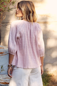 Whoopsie Daisy-In February Textured Tie Neck Blouse-Whoopsie Daisy