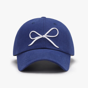 Whoopsie Daisy-Bow Embroidered Cotton Baseball Cap-Whoopsie Daisy