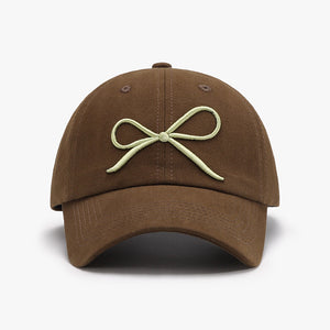 Whoopsie Daisy-Bow Embroidered Cotton Baseball Cap-Whoopsie Daisy