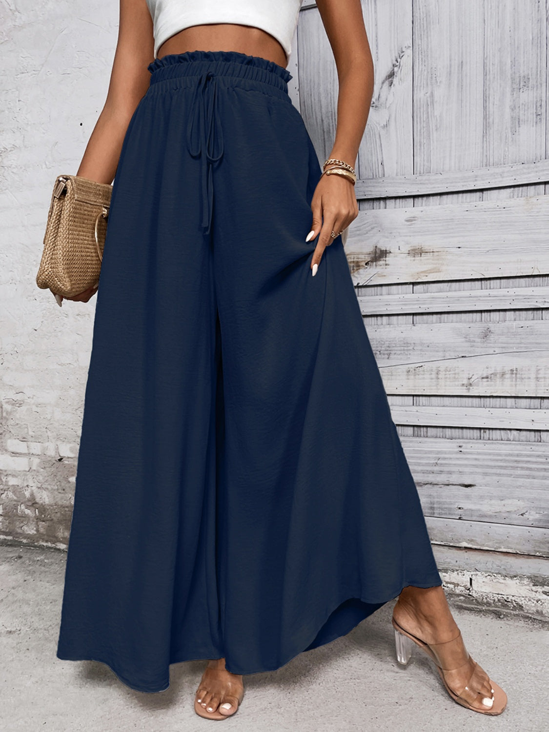 Whoopsie Daisy-Tied High Waist Wide Leg Pants-Whoopsie Daisy