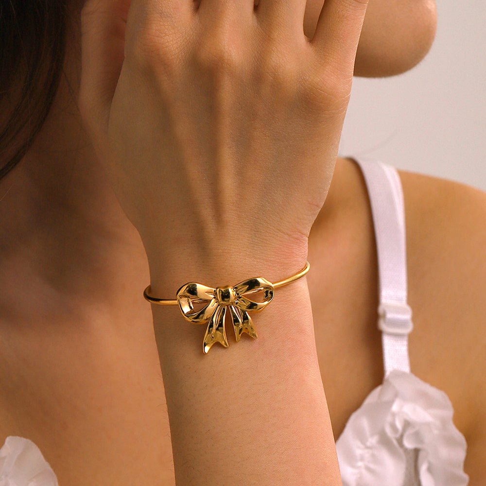 Whoopsie Daisy-18K Gold-Plated Stainless Steel Bow Bracelet-Whoopsie Daisy