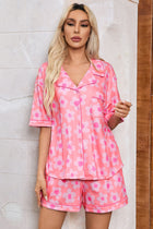 Whoopsie Daisy-Pocketed Flower Half Sleeve Top and Shorts Lounge Set-Whoopsie Daisy