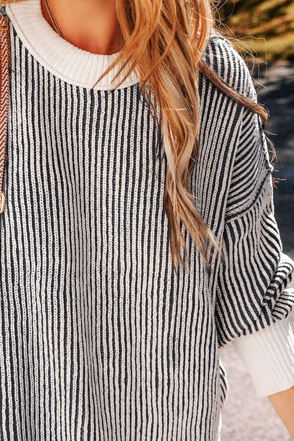 Round Neck Dropped Shoulder Sweater