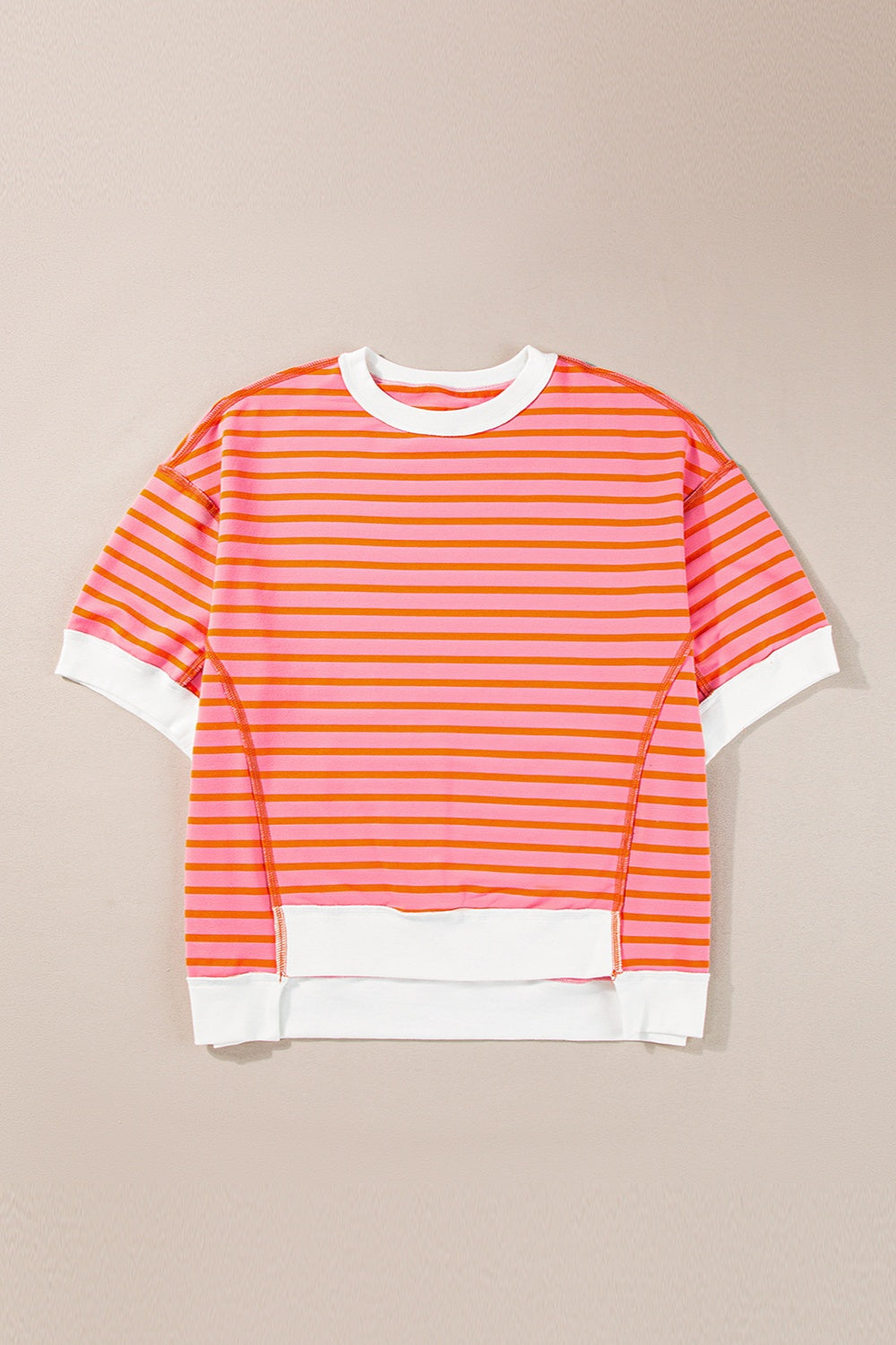 Whoopsie Daisy-Striped Round Neck Half Sleeve T-Shirt-Whoopsie Daisy