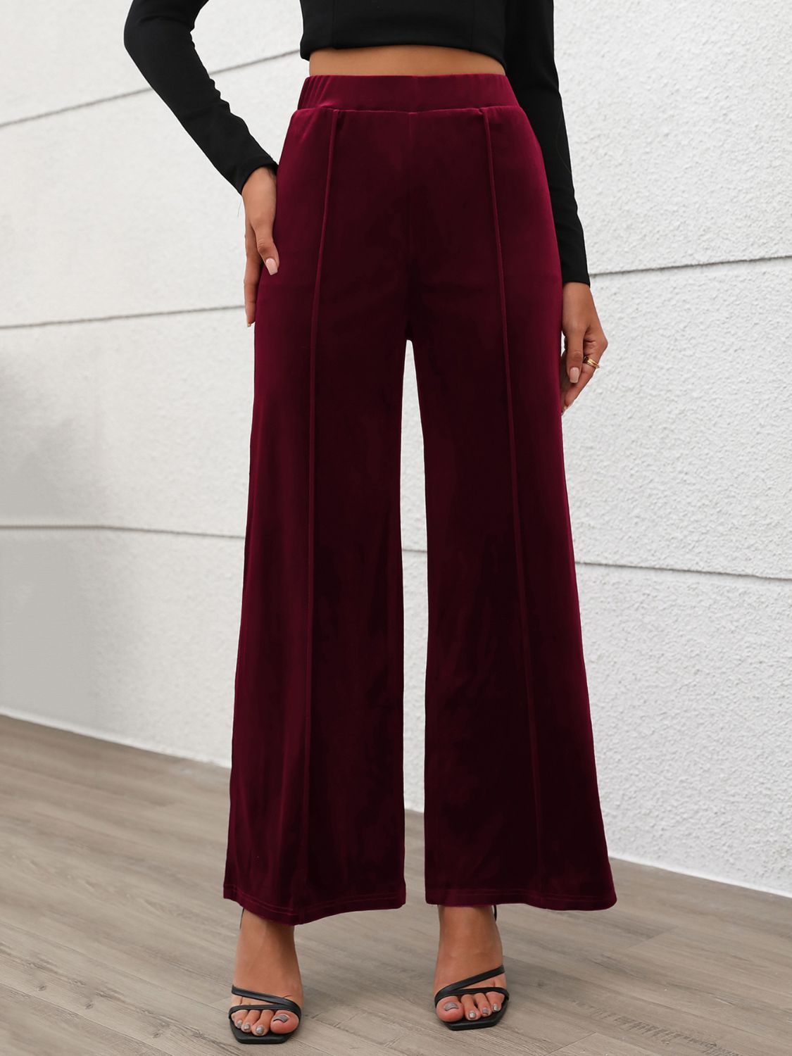 Elastic Waist Wide Leg Pants