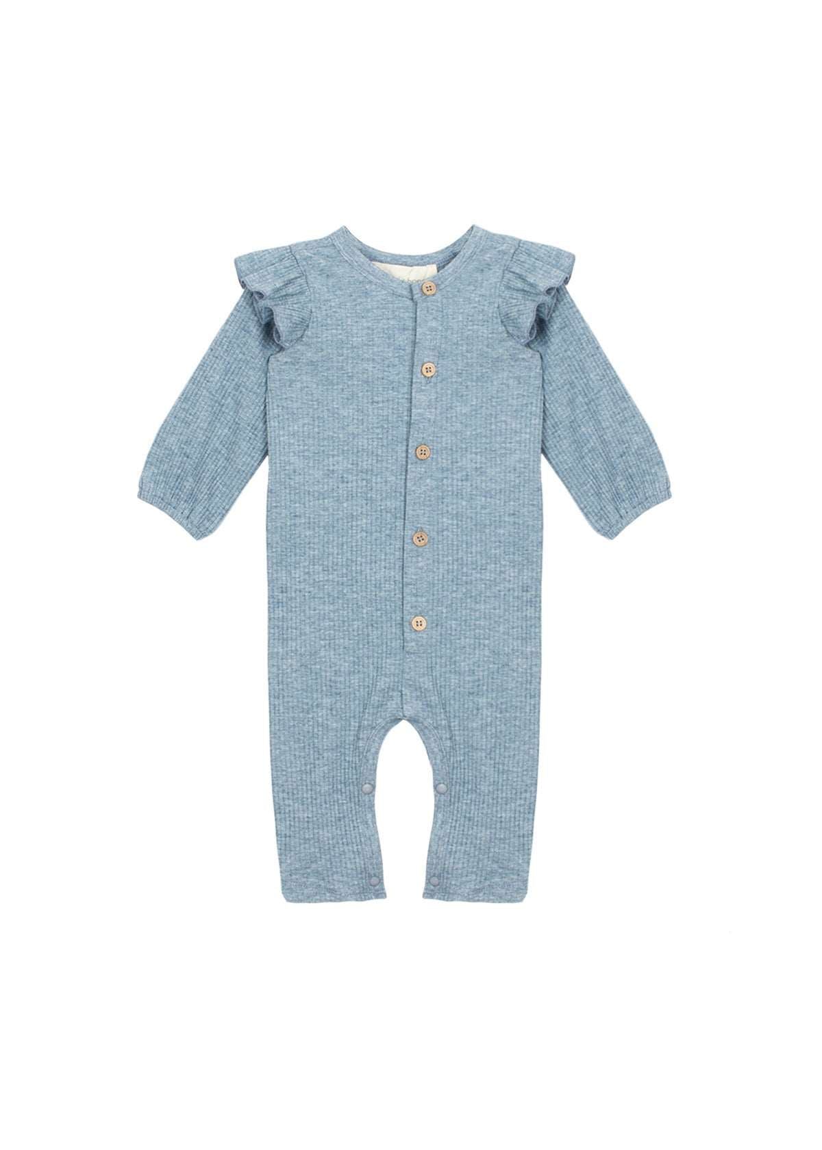 Mabel & Honey-Mabel & Honey Sweet Taffy Blue Rib Romper-Whoopsie Daisy